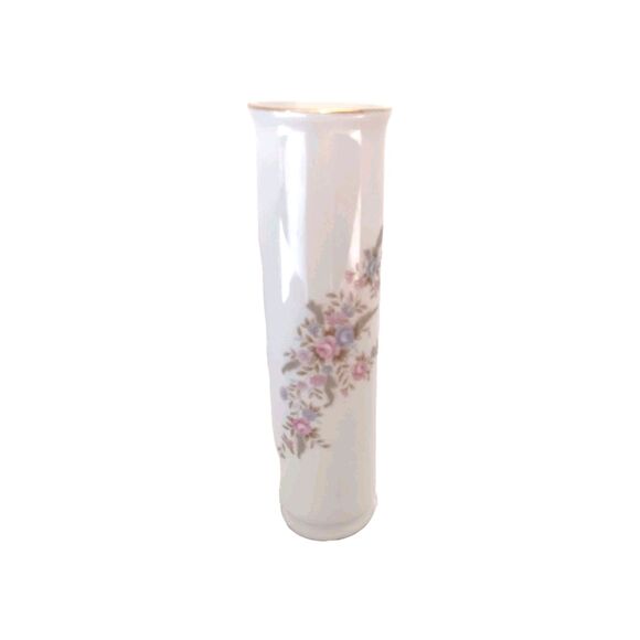 Vtg Lefton China Hand Painted Floral Bud Vase #7053 Gold Trim Porcelain Japan - Picture 1 of 9